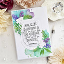 Card with floral design and inspirational quote surrounded by flowers and decorative elements