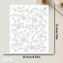 A white rectangular laser-cut decorative panel with an intricate floral and vine pattern, shown with dimension arrows indicating 20.4 cm by 25.