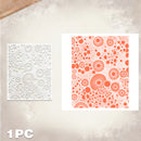 Two square art prints with circular radial patterns, one in white and one in white with coral orange print, displayed on a textured beige background with a '1 PC' text overlay in the bottom left.