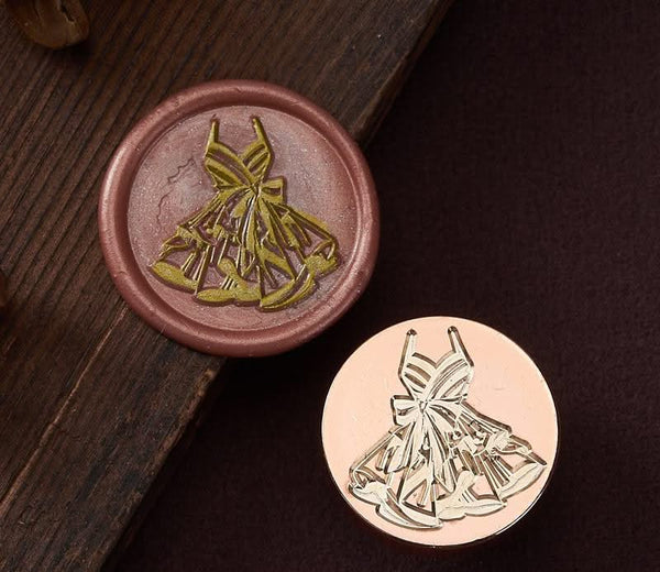 Poppy Crafts Wax Seal Stamp Set Brass Head 6pcs, Wooden Handle