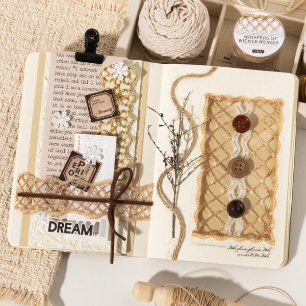 Decorative notebook with rustic elements on a textured surface