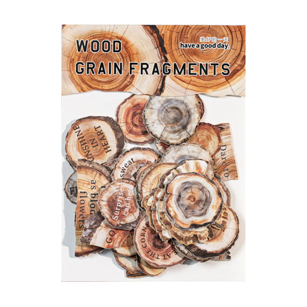 Poppy Crafts Wood Grain Fragments Sticker Kit - Poetic Maroon