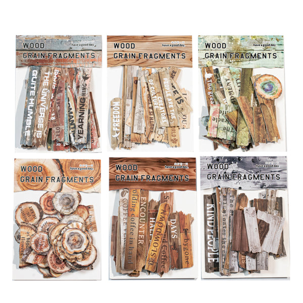 Poppy Crafts Wood Grain Fragments Sticker Kit - Texture Story