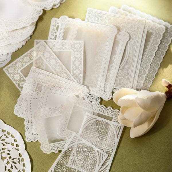 Poppy Craft Lace Frames Vellum Paper Stickers - Downy Mist