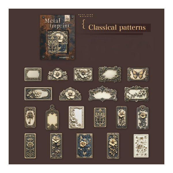 Poppy Crafts Embossed Cardstock Stickers - Metal Imprint - Classical Patterns