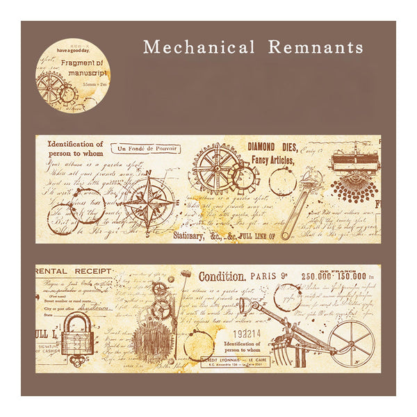 Poppy Craft Printed Kraft Sticker Roll - Mechanical Remnants