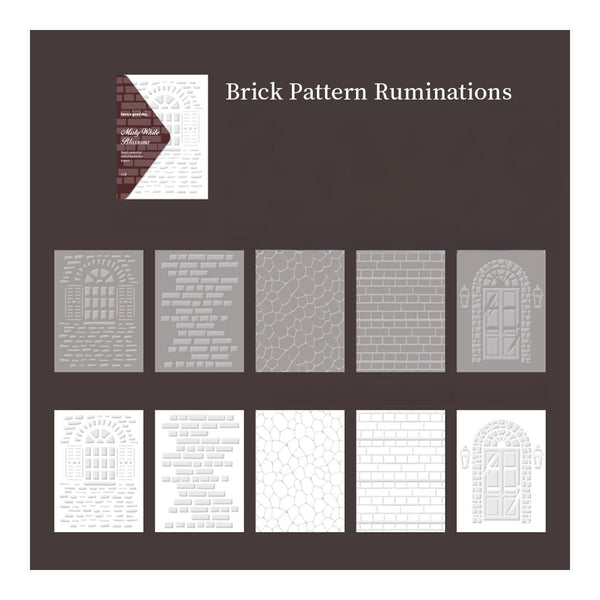 Book cover of 'Brick Pattern Ruminations' with brick pattern illustrations on a dark background
