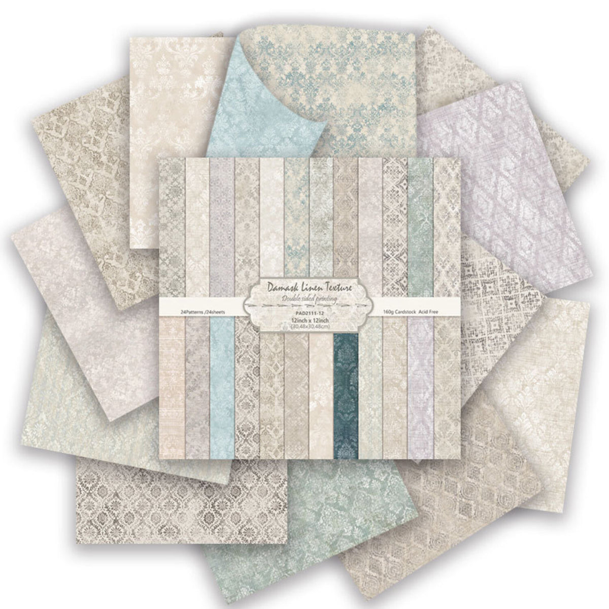 Poppy Crafts Damask Linen Texture 12x12 Paper Pack #168 | CraftOnline