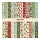 A set of double-sided paper patterns featuring vintage Christmas designs, including floral, geometric, and holiday motifs in muted red, green, beige, and cream tones. A central cream band reads 'Vintage Christmas Double-sided patterns'.