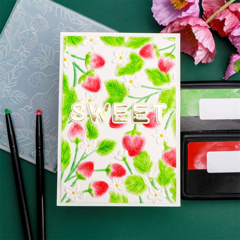 Poppy Crafts 3D Embossing Folder #253 - Strawberry Botanical – CraftOnline