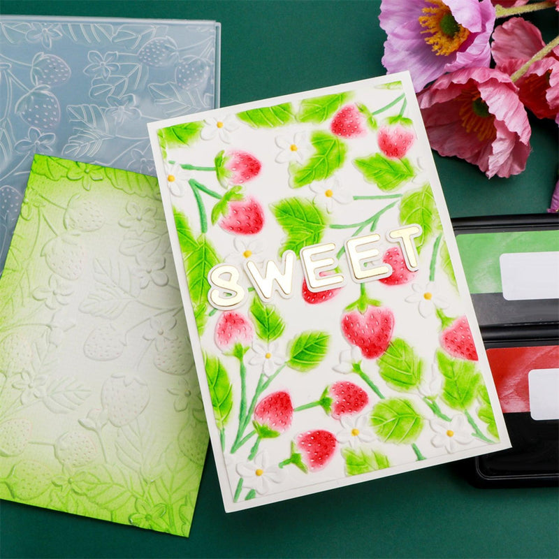Poppy Crafts 3D Embossing Folder #253 - Strawberry Botanical – CraftOnline