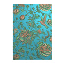Floral and bird pattern on a blue background