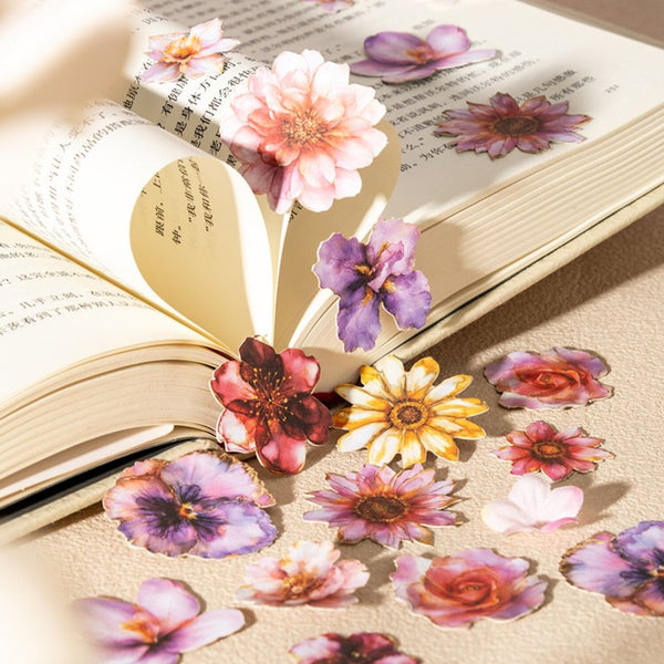 Poppy Crafts Basket of Flowers Writing Paper Stickers - A Night Full of Blooming Flowers