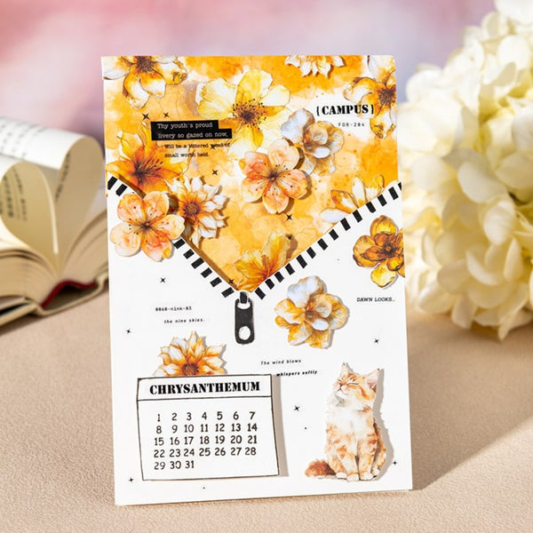 Poppy Crafts Basket of Flowers Writing Paper Stickers - A Night Full of Blooming Flowers