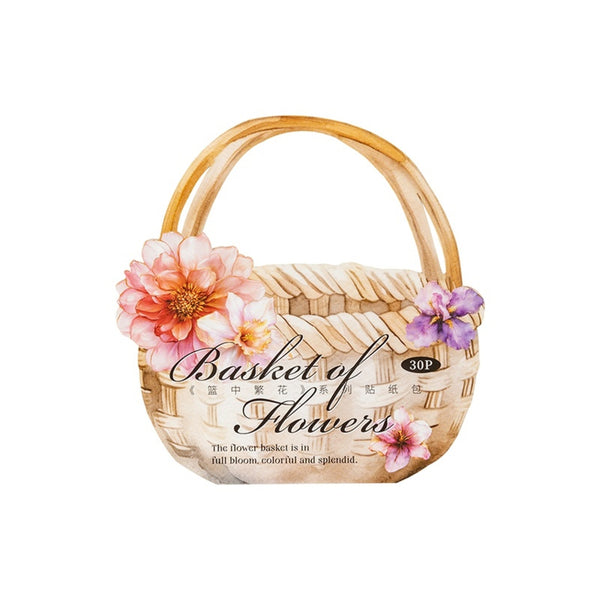 Poppy Crafts Basket of Flowers Writing Paper Stickers - A Night Full of Blooming Flowers