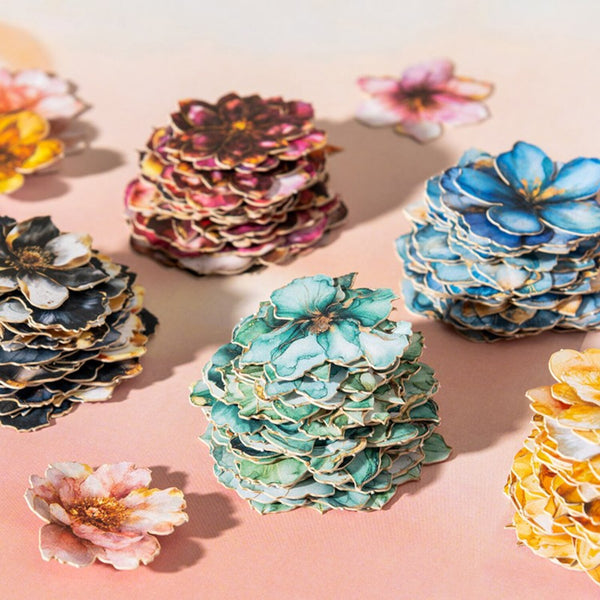 Poppy Crafts Basket of Flowers Writing Paper Stickers - A Night Full of Blooming Flowers