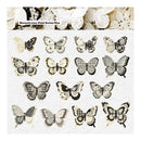 A sheet of monochrome plaid butterflies in black, white, and beige tones, shown with a header reading 'Monochrome Plaid Butterflies' and a decorative preview strip at the top.