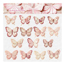 Pink butterfly floral notes sheet featuring multiple decorative butterfly illustrations in soft pink, blush, and cream tones on a white textured background, with a banner at the top reading 'Pink Butterfly Floral Notes'.