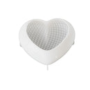 A white heart-shaped silicone mold with a textured grid pattern on the inner surface, shown on a plain white background.