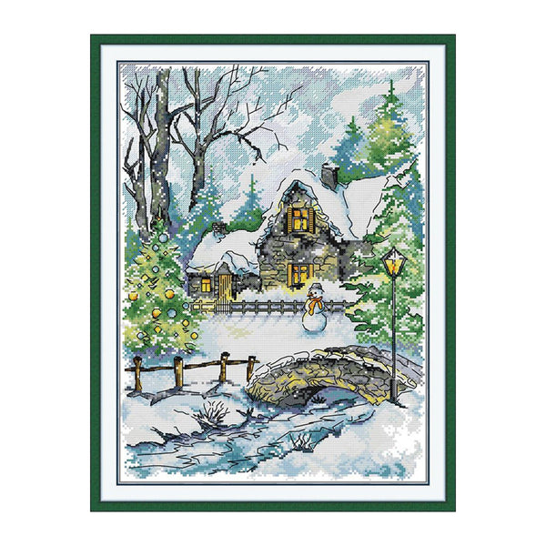 Poppy Crafts Cross-Stitch Kit #168 - Winter Snow Scene #2