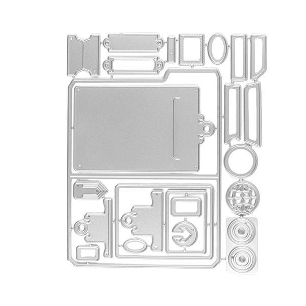 Set of metal die-cutting shapes on a white background