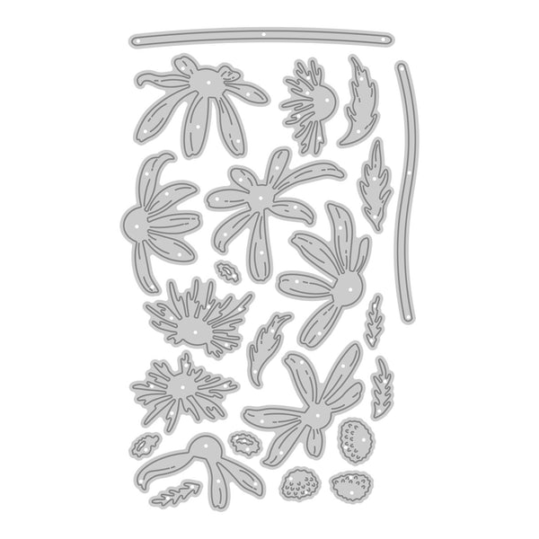 Set of floral and leaf-shaped metal cutting dies on a white background