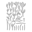 Set of floral and leaf-shaped metal cutting dies on a white background