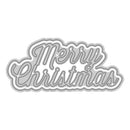 Metallic 'Merry Christmas' cutout on a white background