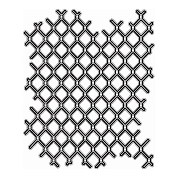 A black metal diamond mesh screen with a decorative zigzag pattern along the top and bottom edges, shown on a plain white background.