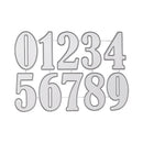 Transparent acrylic wall numbers 0 through 9 arranged in two rows on a white background.