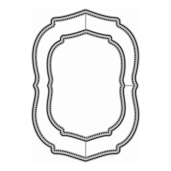 A set of three nested decorative die-cut frames with scalloped edges and dotted borders, shown on a plain white background.