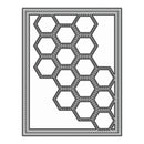 A black metal cutting die with a honeycomb hexagonal pattern, shown as a flat graphic on a white background.