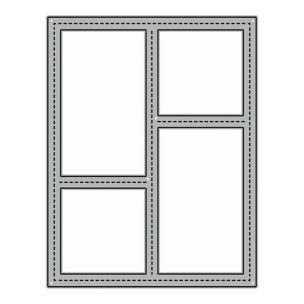 A gray rectangular frame or panel with four outlined sections, shown on a plain white background.