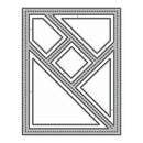 A geometric die-cut craft template or stencil sheet with multiple interlocking polygonal shapes outlined in black and filled with a light gray pattern, shown on a plain white background.