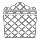 A gray metal laser-cutting die template featuring a diamond lattice pattern with a decorative scalloped top edge, shown on a plain white background.