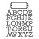 A black and white alphabet hanging sign featuring the uppercase letters A through Z in a bold serif font, arranged in five rows on a plain white background.