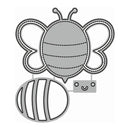 A gray and white cartoon bee craft template or stencil design on a plain white background.