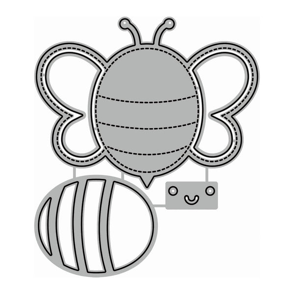 A gray and white cartoon bee craft template or stencil design on a plain white background.