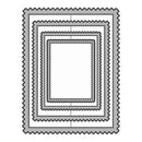 A set of nested rectangular die-cutting templates with serrated edges, shown in a clean gray and black line-art style on a white background.