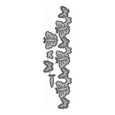 A vertical arrangement of butterfly-shaped metal cutters or embellishments on a plain white background.