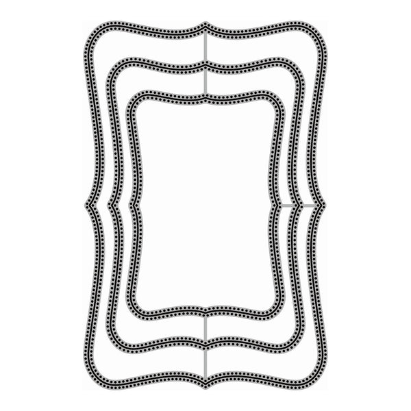 Three nested rectangular frames with wavy, scalloped edges and dotted outlines, shown on a plain white background.
