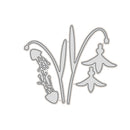 A silver metal die-cut craft embellishment featuring a jellyfish, tall reeds, and two bell-shaped flowers, shown on a plain white background.