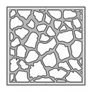 A square metal die-cut stencil with an irregular organic pattern resembling stone or abstract organic shapes, shown on a plain white background.