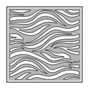 A square decorative tile or panel featuring a modern wavy zebra-like pattern in white and light gray with dark gray outlines.