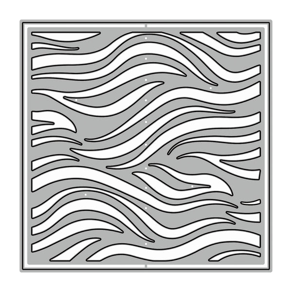 A square decorative tile or panel featuring a modern wavy zebra-like pattern in white and light gray with dark gray outlines.