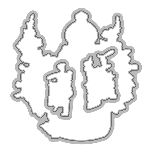 Metallic die cut shaped like a dragon on a white background