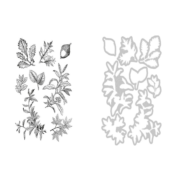 Set of floral and leaf cutters on a white background