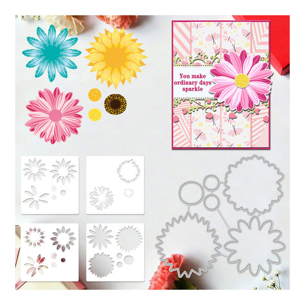 Floral design stencils and cutouts on a white background