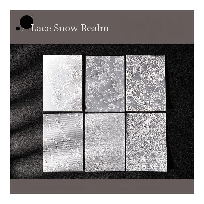 Poppy Crafts Embossed White Printed Vellum Paper - Lace Snow Realm