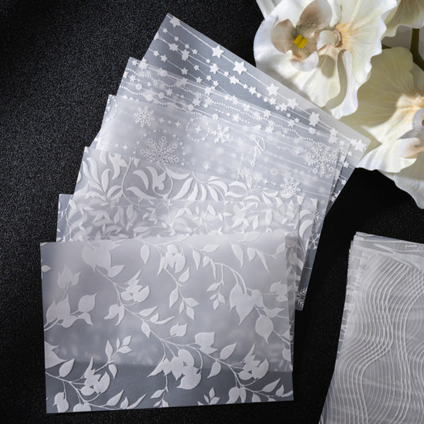 Poppy Crafts Embossed White Printed Vellum Paper - The Secret Realm of Leaf Veins
